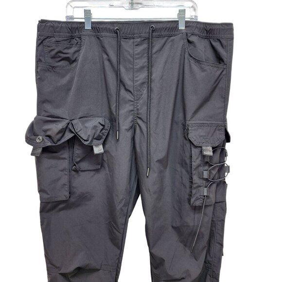 Mens Decibel 2XL Black Cargo Jogger Pants With Elastic Waist & Ankle Cuffs - Picture 5 of 16